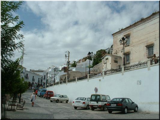 Last parking area for old village - castle/factory on the right, Main Street straight ahead. We start walking up to the villa...