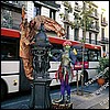 Two of many pantomime artists pretending to be statues on Las Ramblas