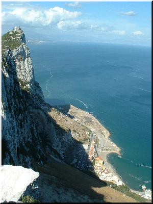 A really cool view from the watchtower (or somewhere) down to the fishing settlement on the far side of the rock