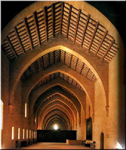 The monks' dormitory. Again, this traditional style is refreshed and revisited in Gaudi's Pedrera